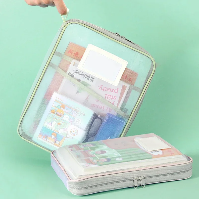 Portfolio Folder Zip - A4 Clear Mesh Zipper Document Bag