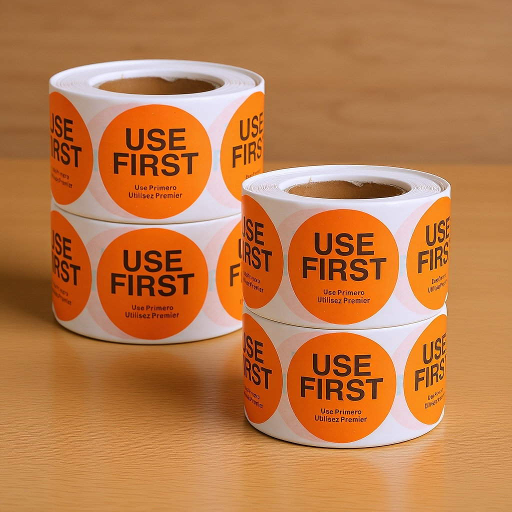 Sticker Label Roll - 4 Rolls Inventory Control Use First