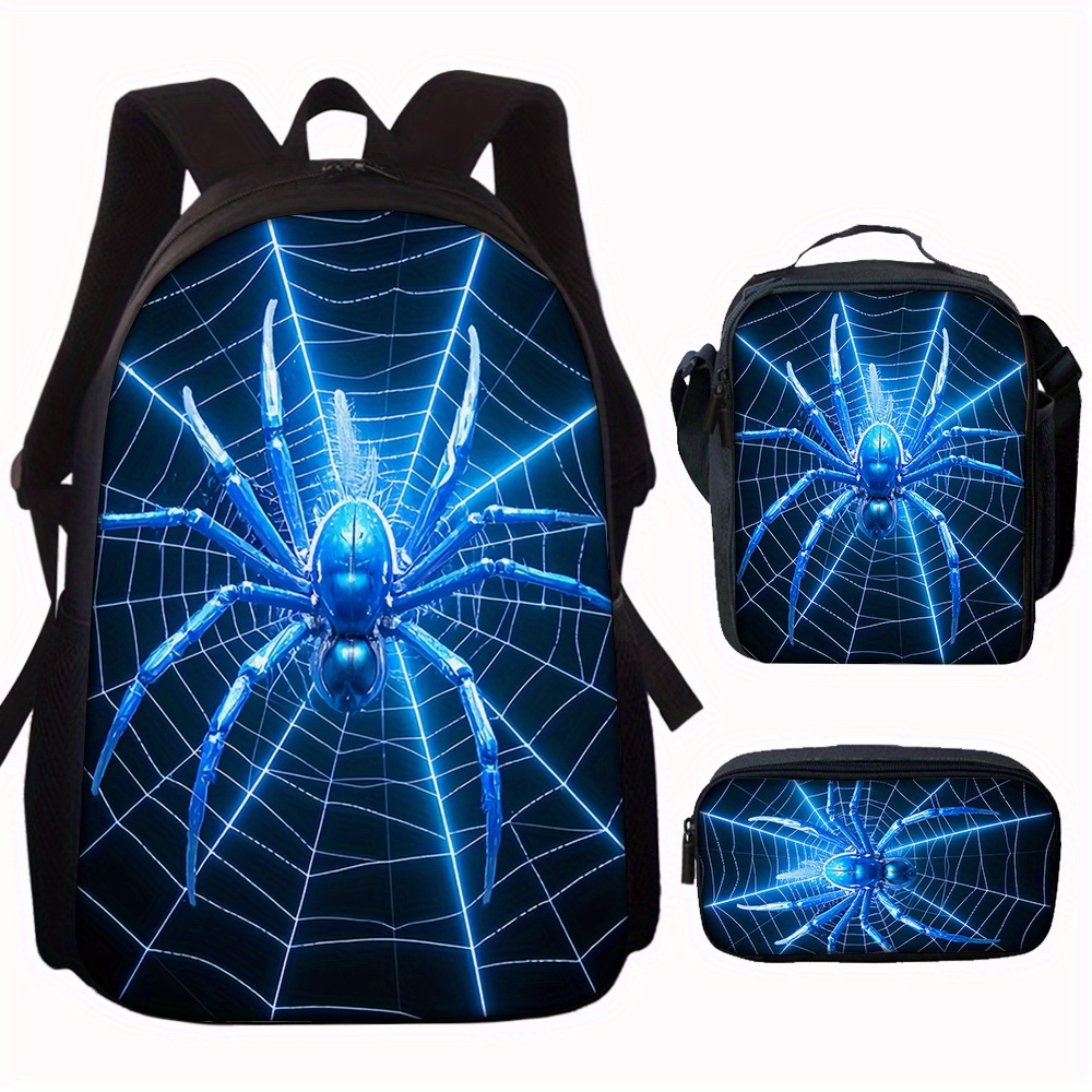 3pcs spider pattern backpack l - Pencil Case Large ulasan dan harga
