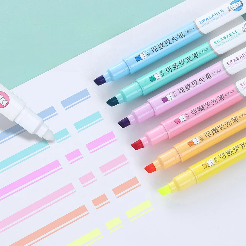 6 Colors Erasable Highlighters - Highlighter Set Pastel ulasan dan harga