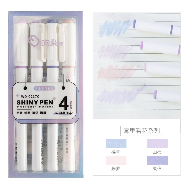 4 Colors/Set Glitter Highlight - Highlighter Set Pastel ulasan dan harga