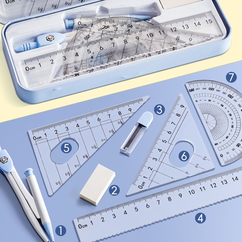 8PCS/Set Plastic Ruler Compass - Ruler Set Transparent ulasan dan harga